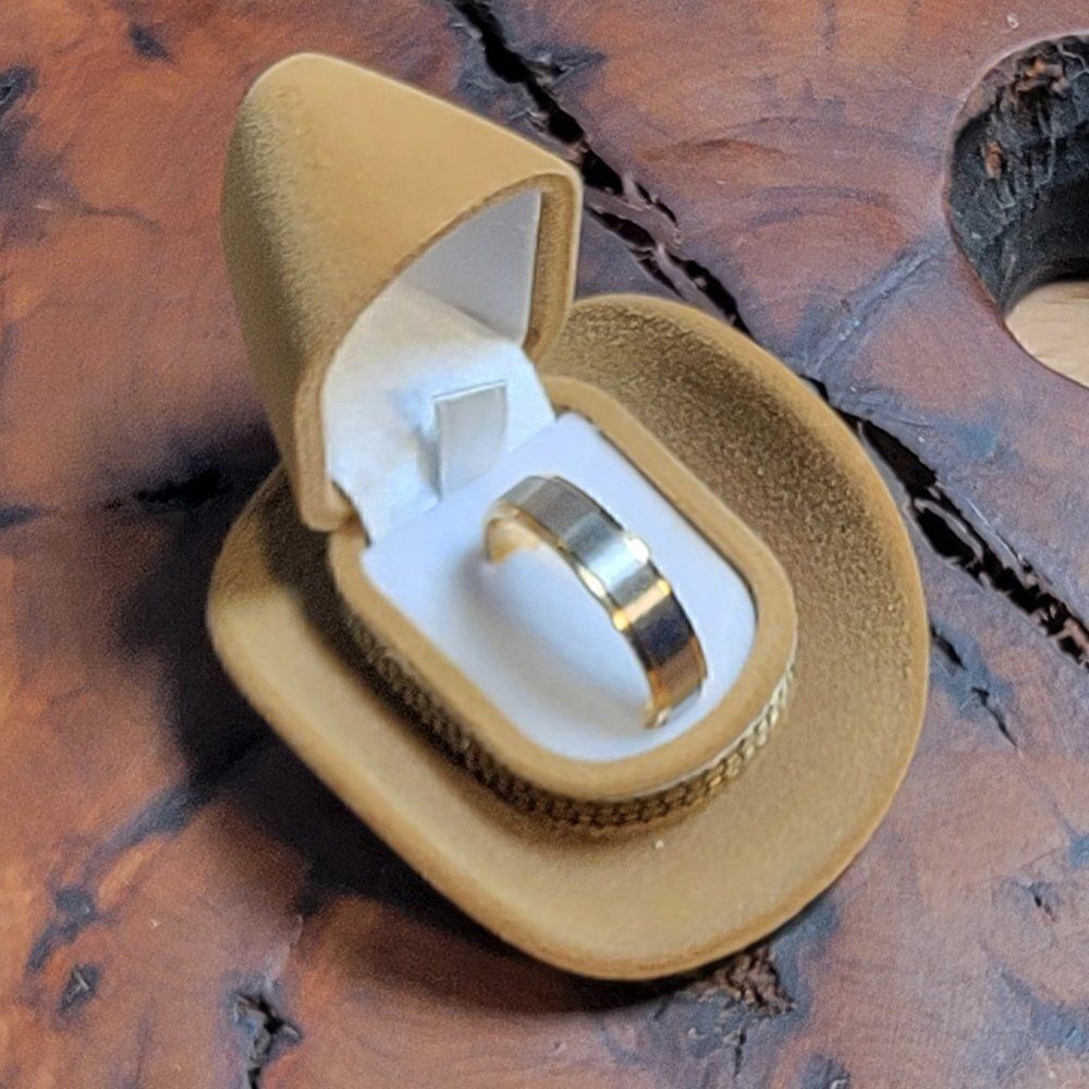 Custom Engraved Cowboy Hat Ring Box - Personalized Ring Box - Picture 4 of 7